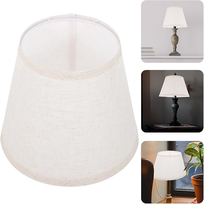 BESTonZON Linen Lampshade Cover for Table Lamp E27 Base 5.5 Inch Mini Round Cone Cloth Light Shade Suitable for Home and Office Lighting