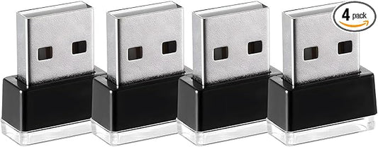 4 PCS USB LED Car Interior Atmosphere Lamp, Mini Night Light Plug-In Trunk Ambient Lighting Kit, Portable USB Interface LED Lamp Interior Decoration for Vehicle Home Office (White+Ice Blue)