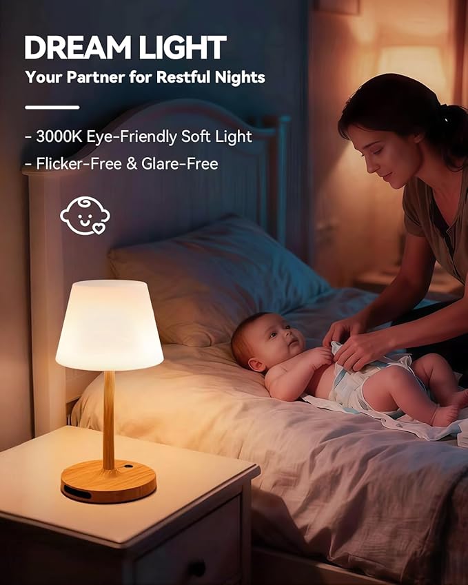 Outdoor Waterproof Shower Lamp, 8000mAh Cordless Rechargeable Table Lamp with Touch Dimming, IP65 Wireless LED Night Light for Patio, Camping, Bathroom, Restaurant & Kitchen