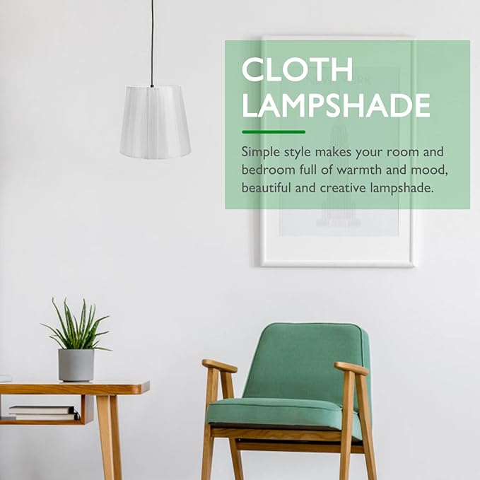 Clip on Lampshade Cloth Lamp Cover for Bedroom Table Floor Lamps Portable Pleated Lamp Shade with Bulb Clip White 5.51X4.92X3.54In