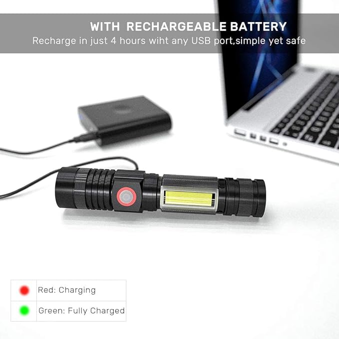 iToncs LED Tactical Flashlight, Magnetic Flashlight, High Lumens Super Bright Flash Light with COB Work Light, Waterproof, 4 Modes, Pocket LED Flashlights for Outdoor Camping Emergency