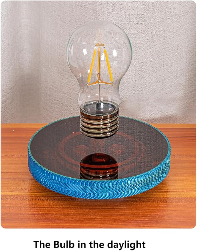 Levitating Light Bulb with Rainbow Magnetic Floating Light Bulb with Transparent Luminous Light Base 360 Degree Rotating Desk Lamp Table Lamp