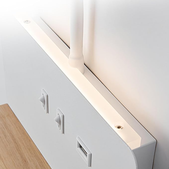 Bedside Wall Sconce with Wireless Charging Station & USB Port, Wall Mounted LED Reading Light with Flexible Gooseneck, 3 Color Temperatures, Plug-in or Hardwired Bed Reading Lamp for Bedroom, White
