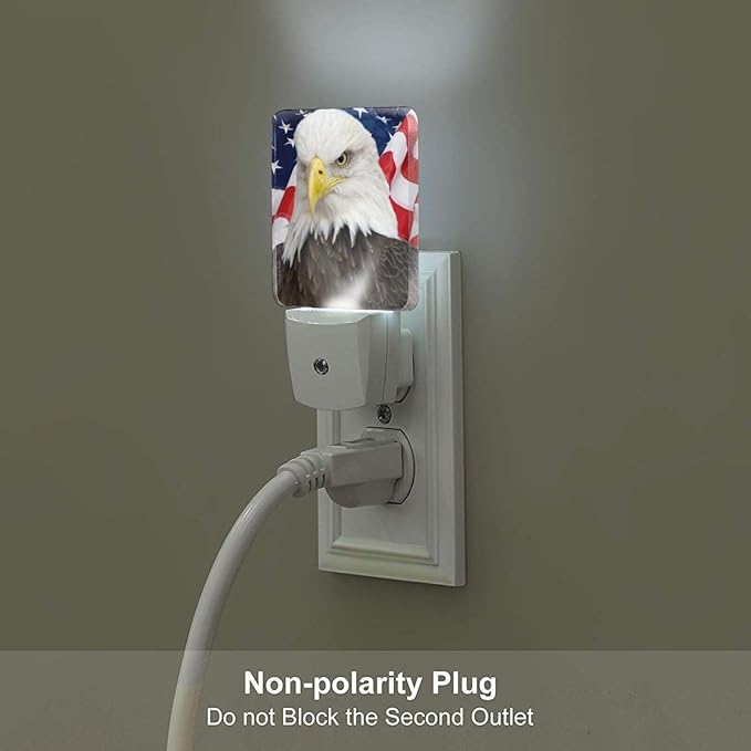American Bald Eagle Night Light,Plug Into Wall with Dusk to Dawn Light Sensors, Warm Nightlights for Bedroom, Bathroom, Hallway, Kitchen, Gifts Ideal for Boys Girls Women Men