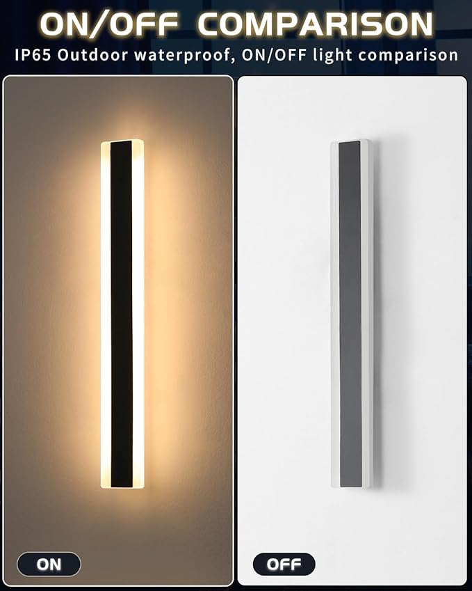Mikeru 2pack 47.2inch Outdoor Wall Light Fixtures, 10%-100% Dimmable Outdoor Wall Lights Exterior Front Porch Light 3000-6000k Wall Mounted Led Lighting for Basement, Shop,Garage Lighting