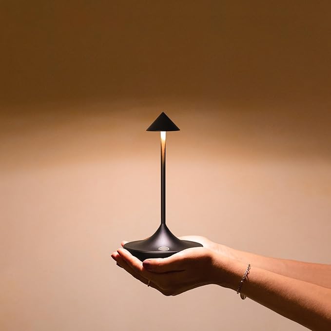 2-Pack Cordless Rechargeable LED Table Lamps, Metal, 3 Color Touch Stepless Dimmable, IP54 Waterproof Portable Battery Operated for Outdoor Dining Patio Restaurant Home Decor, (Mocha Mini)