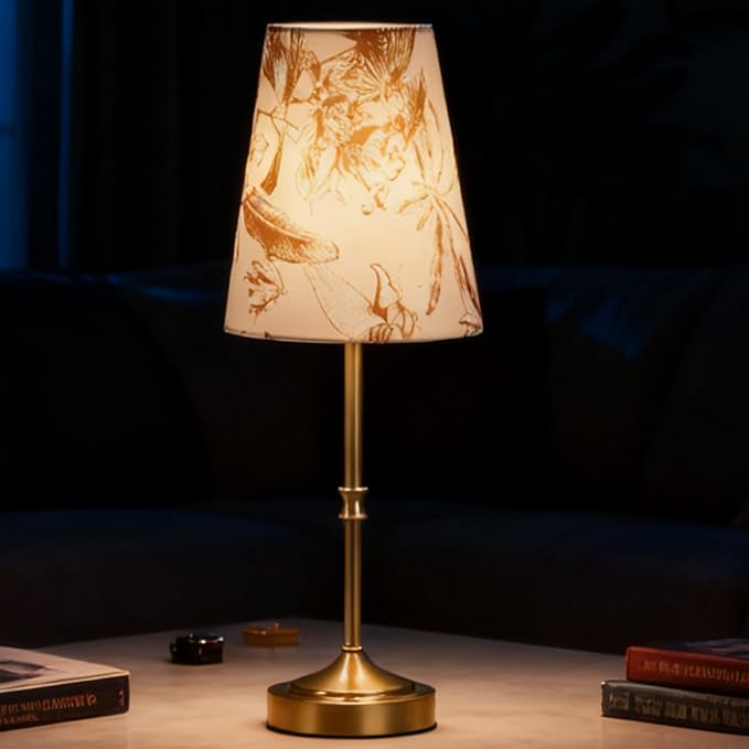 Cordless Table Lamp, 5200mAh Rechargeable Battery Operated Lamp, Portable LED Touch Lamp, 3-Level Brightness Dimmable, Small Patio Table Lamp, Night Lamp, Ambient Light for Restaurant(1Pack-GOLD)