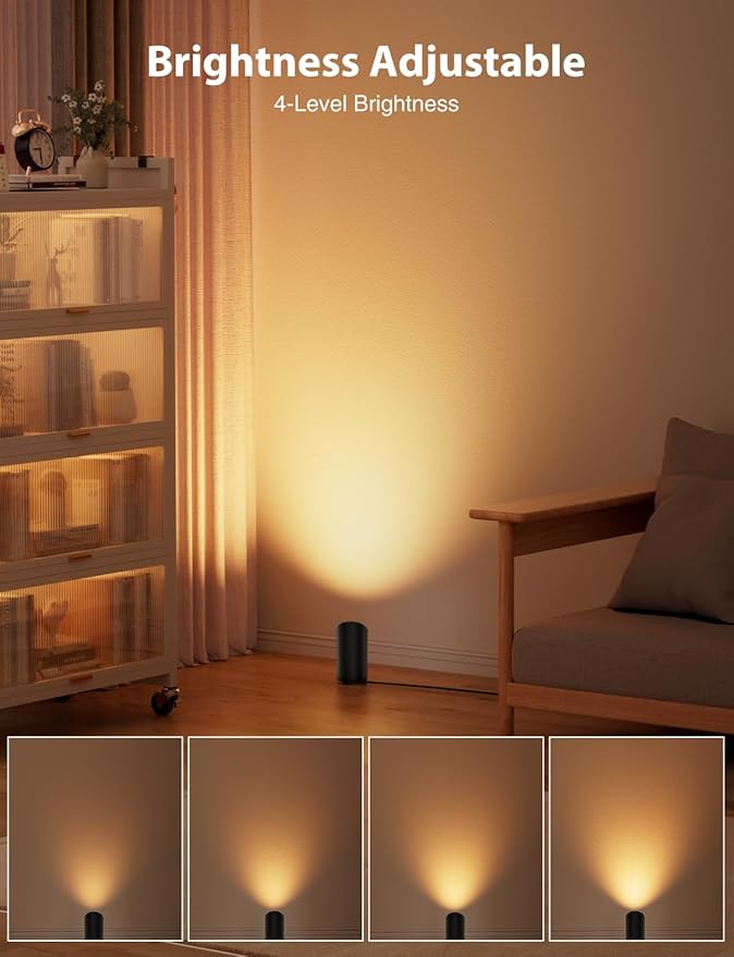 Onforu 7W RGBW Floor Can Light, Color Changing Up Lights Indoor with Foot Switch Spotlight 2700K Uplighting Indoor Uplights for Plant Corner 2 Pack