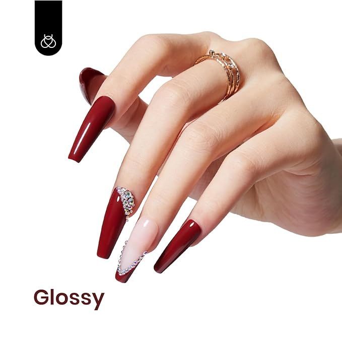 Beetles Red Gel Polish, Burgundy Red Color Gel Nail Polish Soak Off UV Lamp Wine Red Nail Polish, Home Salon DIY Design Art Manicure Gift for Women, 1Pcs 15ml