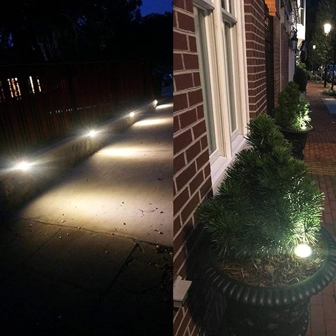 SUNRIVER Low Voltage Landscape Lights,1W Outdoor In-Ground Lights 12V-24V LED Landscape Lighting for Paver, Deck, Step, Garden, IP67 Waterproof (6 Pack Warm White)