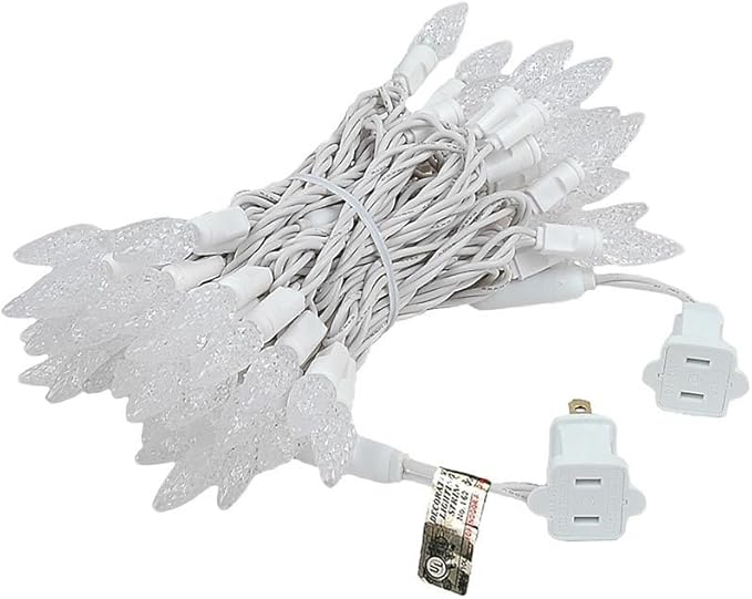 Novelty Lights 24FT 70 LED C6 Christmas String Lights, Outdoor Commercial Grade Tree Decorations, Permanent LED String Lights (Pure White)