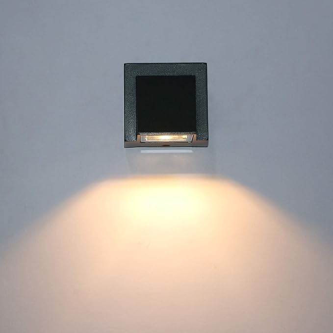 3W LED Outdoor Exterior Wall Step Down Light Fixture Lamp Black Finish Warm White
