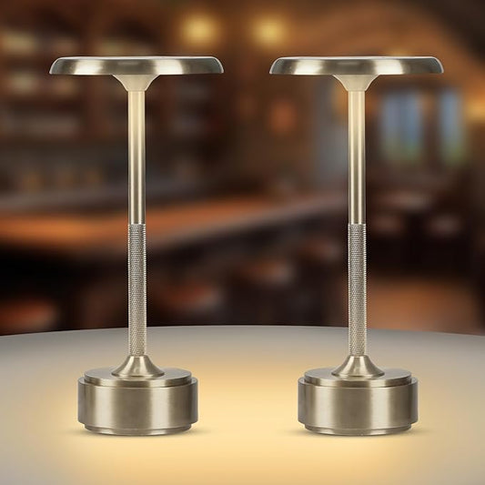 5200mAh Rechargeable Cordless LED Table Lamps Touch Sensor Light, 3-Levels Portable Dimming Wireless Battery Operated Lamp,Night Light/Restaurant Table/Outdoor/Coffee/Bar (Sliver Set of 2)