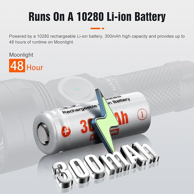 LUMINTOP GT Nano Keychain Flashlight 450 Lumens Mini Flashlight 300 Meters Beam Distance Single 10180 Li-ion Battery (Included) (Black)