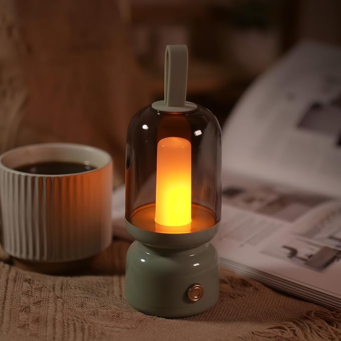 QANYI Retro Lantern,Portable and Rechargeable Lantern with LED Candles Flameless Flickering Lamp,Table Decoration Lights for Home Party Garden Patio Camping Christmas Home Decor