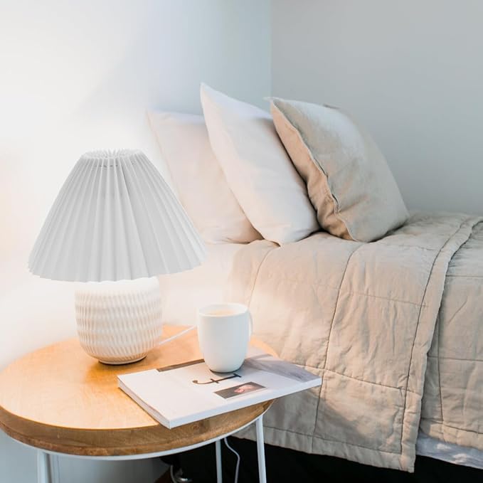 DOITOOL Elegant Modern Style Lampshade Home Lampshade Desk Lamp Cover Wall Lamp Shade Pleated Table Accessory