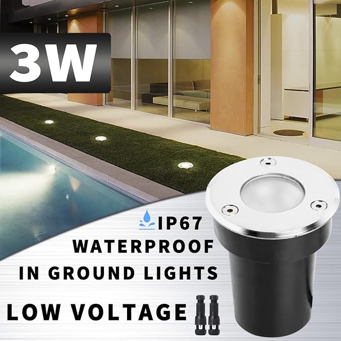 EAGLOD LED Landscape Lights 12-Pack | 3W Low Voltage Well Lights | IP67 Waterproof | 3000K Warm White