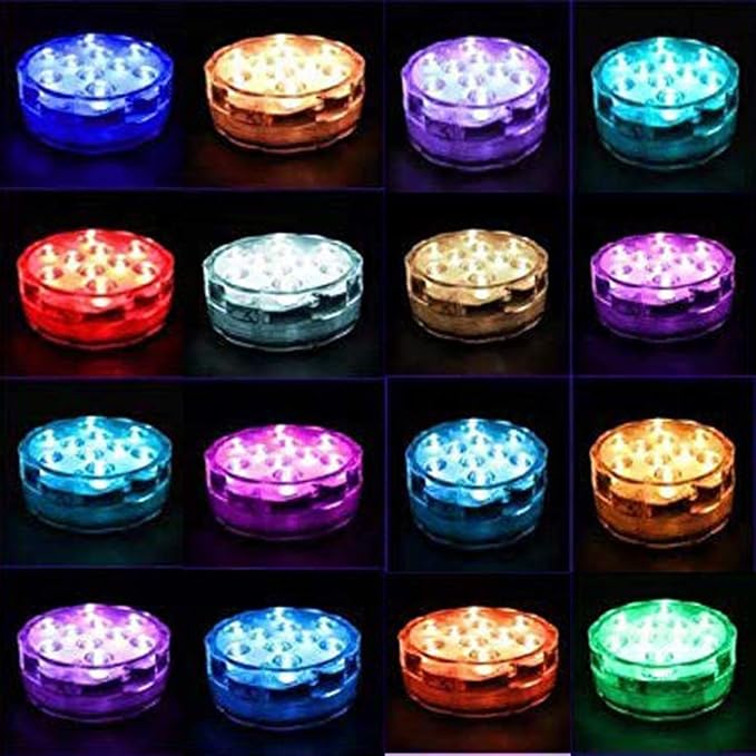 [8-Pack] Submersible Led Lights with Remotes,Kinhon Waterproof Submersible Lights Battery Operated,Underwater Pond Lights RGB Multi-Color Pool Lights for Founttain,Pond,Garden,Wedding,Shower