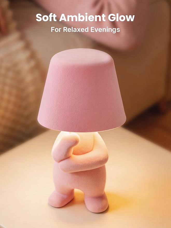 Modern Table Lamp for Youth: Rechargeable Cute Light for Kids Child Teen - Gift for Birthday Christmas Halloween Easter (Pink)