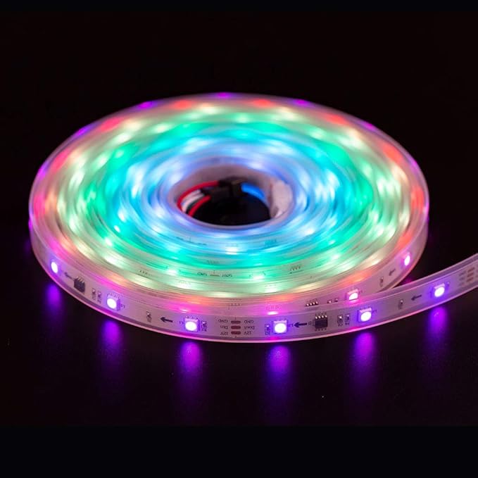 BTF-LIGHTING WS2811 IC=RGB+IC Addressable Dream Color LED Strip 16.4FT 30LEDs/m 10Pixels/m IP67 Waterproof White PCB Flexible DC12V Chasing Effect for Home Indoor Decor(No Adapter or Controller)