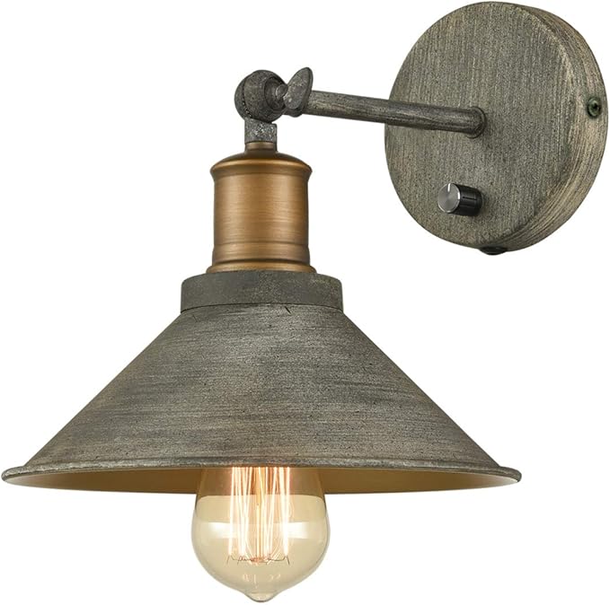 Vintage Farmhouse Wall Sconces Hardwired or Plug-in Bedroom Bath Wall Lamps Set of 2 with on/Off Switch