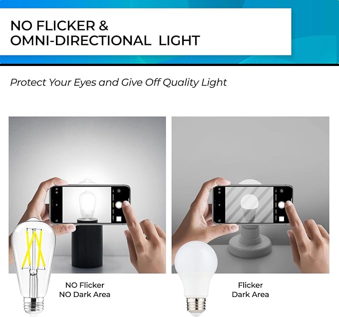 Hizashi Vintage LED Edison Bulb Dimmable, 6W Equivalent 60W, 4000k Neutral White, E26 Base Led Light Bulbs, 700LM, High CRI 95+ Eye Protection, Clear Glass, Pack of 12