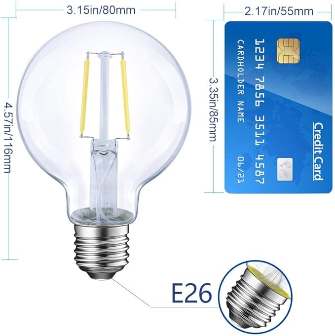 Energetic 12-Pack 5W Dimmable LED Edison Light Bulb, G25 (G80) Globe Bulb, 60W Equivalent, 5000K Daylight, Christmas Light, E26 Standard Base, ETL Listed