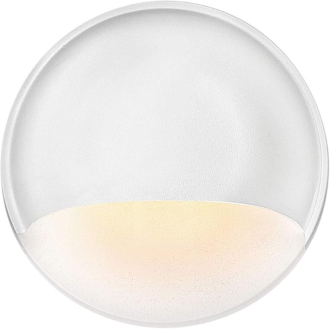 Hinkley Landscape Lighting Nuvi 15232MW Round Low-Voltage LED Deck Sconce, Solid Vinyl Alloy, Dimmable, Mounts Flush on Surface, Matte White