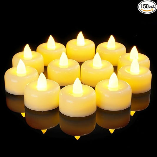Amagic 150 Pack Flameless LED Tea Lights Candles Battery Operated, Electric Fake Tealight Candles for Votive, Halloween, Christmas, Home Decor, Wedding, Table Decor (150Pack)