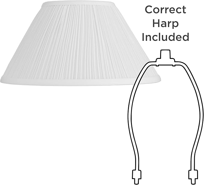 White Mushroom Pleated Large Lamp Shade 6" Top x 14" Bottom x 8" Slant (Spider) Replacement with Harp and Finial - Springcrest