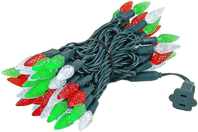 Novelty Lights 24FT 70 LED C6 Christmas String Lights, Outdoor Indoor Commercial Grade Tree Decorations (Red/Green/Pure White)