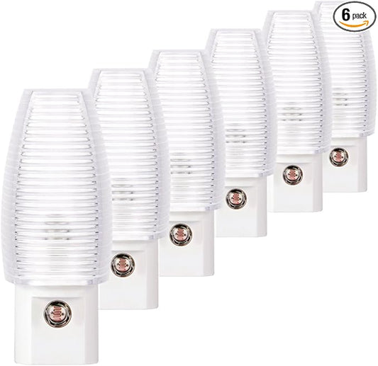 Emotionlite Plug in Night Light, Warm White LED Nightlight, Dusk to Dawn Sensor, Kids, Nursery, Bedroom, Bathroom,Hallway, Stairs, Kitchen, 6 Pack