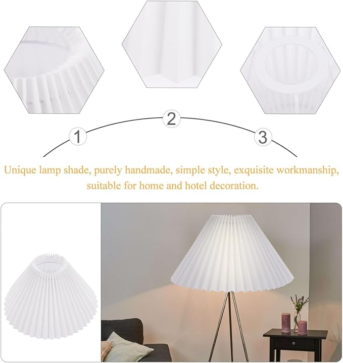 Pleated Lamp Shade for E27 Table and Floor Lamps Accordion Light Cover Softens Bright Light for Bedroom Living Room Study Decoration 9.84X9.84X6.3 Inches