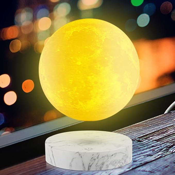 Magnetic Levitating Moon Lamp Rotating Floating Moon Lamp Night Light 3 Colors Moon Levitating Lamp Decorative for Living Room