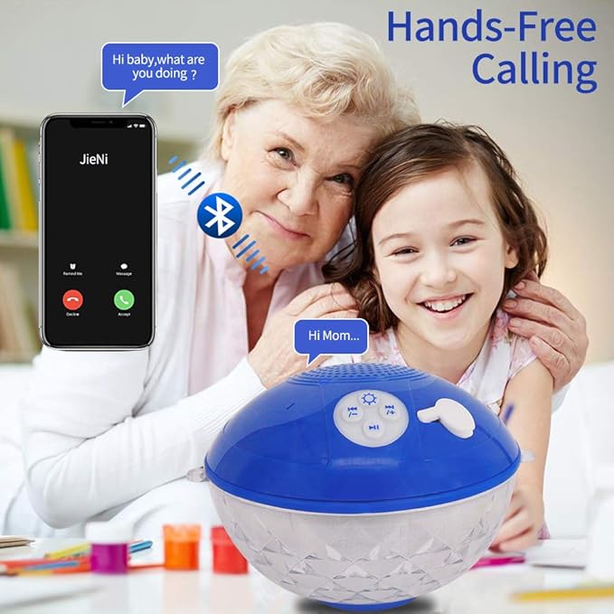 Blufree Bluetooth Pool Speaker with Colorful Light, Portable Floating Pool Speaker IP68 Waterproof,Built-in Mic, Floatable Crystal Clear Sound Wireless Bluetooth Hot Tub Speakers for Pools Spa Outdoor