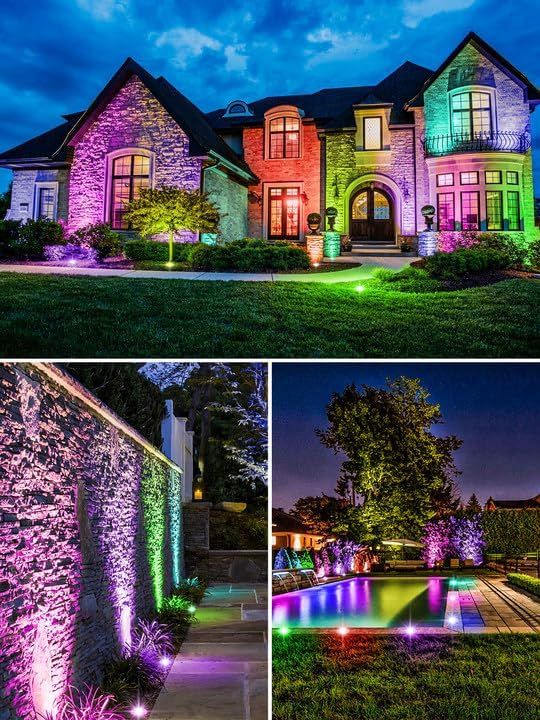 ZUCKEO RGB Low Voltage Landscape Lights LED Color Changing Well Lights, Outdoor In Ground Light Waterproof Accent Spotlights 12-24V Landscape Lighting for Yard Garden Pathway(8Pack with Connectors)