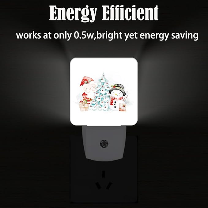 Santa Claus and Snowman Night Light,Plug-in Nightlights Auto Sensor Night Lamp Dusk to Dawn Lamp Home Decor for Nursery Children Girls Boys