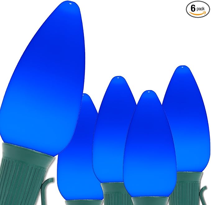 Wintergreen Lighting C9 OptiCore LED Commercial Outdoor Christmas Lights – Heavy Duty Christmas String Lights; Green Wire (50 Lights, 50 ft, Blue Smooth/Opaque)