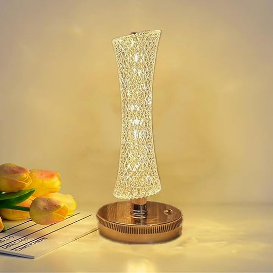 Crystal Table Lamp, Touch Control Nightstand Night Light, USB Rechargeable Bedside Light for Bedroom Living Room Desktop Bar Cafe Office Indoor Decoration (Pentagram)(Canton Tower)