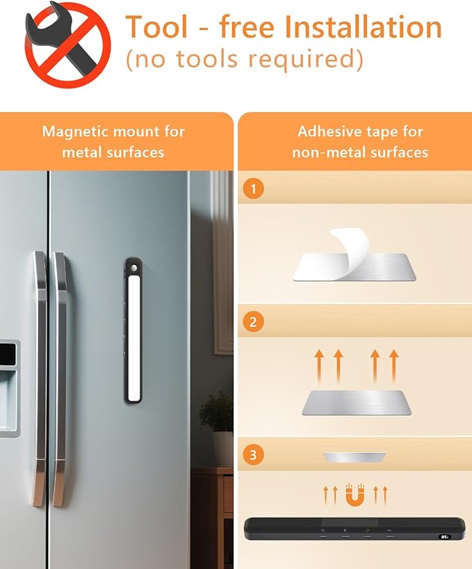 WILLED Under Cabinet & Closet Lights, Motion Sensor, Rechargeable, Magnetic, 3 Color Temps, Dimmable LED Light Bar for Indoor Kitchen Counter (4 Pack, Black)