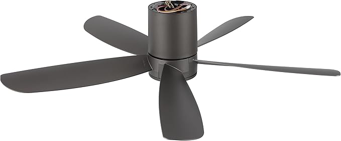 52" Outdoor Ceiling Fan with Light and Remote, ABS Blades, Low Profile Flush Mount Ceiling Fan, Dimmable LED light, Noiseless Reversible DC Motor, for Bedroom/Living Room/Porch (Charcoal Gray)