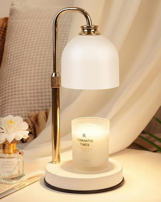 Candle Warmer Lamp with Timer Dimmable, Birthday Gifts for Women Mom, Modern Candle Warmer, White Candle Lamp for Jar Scented Candles, Home Decor, Wax Melt Warmer with 2 Bulbs