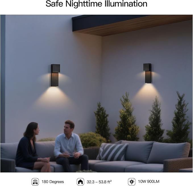 15" Modern Outdoor Wall Sconce, Waterproof LED Exterior Wall Light Fixture Hardwired, 3000K Lighting Outside Porch Lights Garage Patio Lamp, Front Door Landscape Lantern for House Yard Decorative