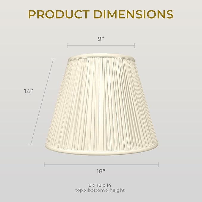 Royal Designs Deep Empire Gather Pleat Basic Lamp Shade, Beige, 9 x 18 x 14