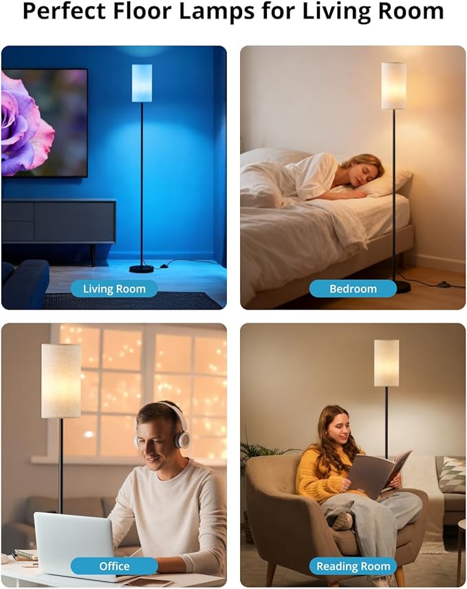 Nopoor Smart RGB Floor Lamp 69", Dimmable Standing Lamp with Foot Switch, Alexa & App Control, Adjustable Brightness & Color Changing RGB Light,Lamp for Living Room, Bedroom, Office, Reading