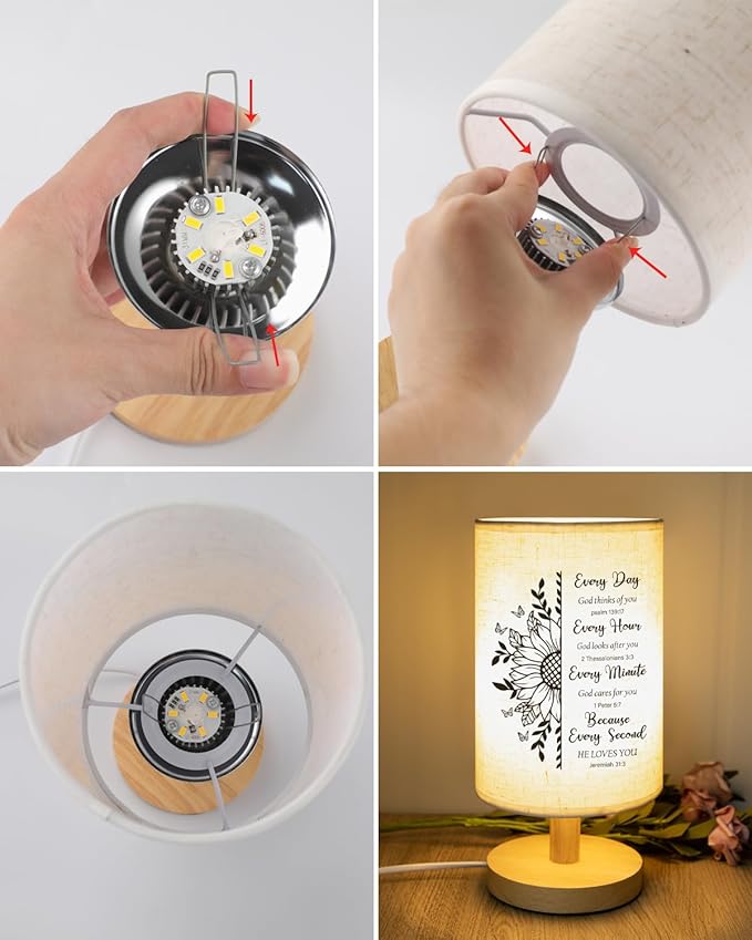 Christian Gifts for Women Table Lamp, Religious Gifts for Women with Bible Verse Prayer Inspirational Gift Fabric Lamp Spiritual Gifts for Woman, Friend