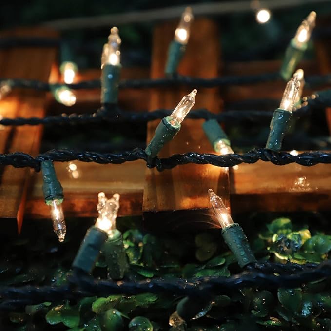 LAMPHOME Clear Christmas String Lights, 150 Count 31.9Ft Incandescent Mini Bulb Lights, Green Wire Waterproof Indoor Outdoor String Lights for Xmas Tree, Garland, Wedding, Party & Holiday Decor