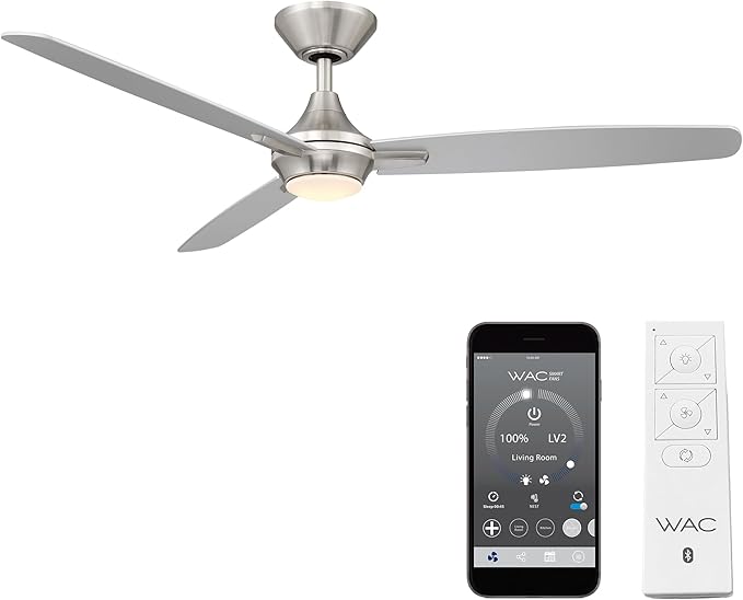 WAC Lighting Blitzen 3-Blade Aluminum Smart Ceiling Fan in Brushed Nickel