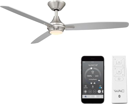 WAC Lighting Blitzen 3-Blade Aluminum Smart Ceiling Fan in Brushed Nickel