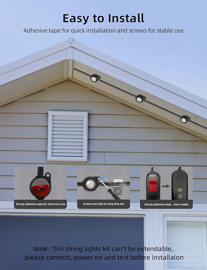 APPECK Permanent Outdoor Lights 50ft with 36 RGBW LEDs, DIY Scene Modes, LED Eaves Lights Waterproof with App Control, for Daily Holiday House Decorations, Voice/Remote Control, Black